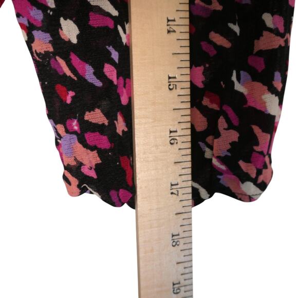 APT 9 Tunic Top Womens 1X Black Pink Ruffle V Neck Blouse 3/4 Sleeve Career Boho - Picture 6 of 8